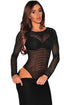 Black Sheer Striped Bodysuit